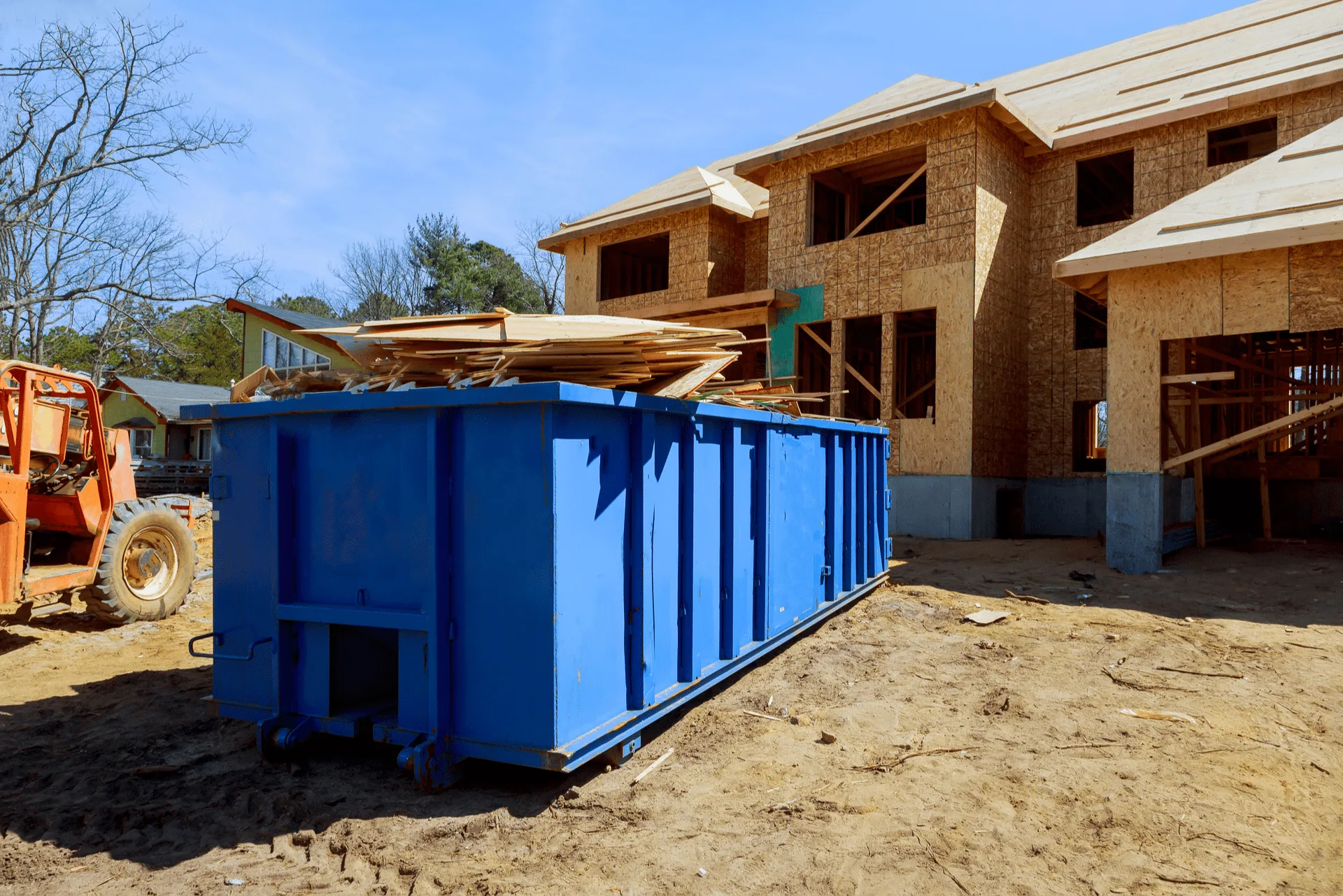 Roll off dumpster at construction site